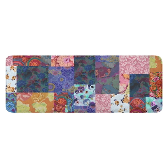 Colorful Pioneer Flower Patchwork Kitchen Rug Mat,Kitchen Runner Rugs Non Skid Washable,Decorative Kitchen Floor Mats for Kitchen,Sink,Laundry,17"x47.2"