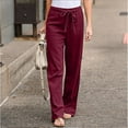 thumbnail image 2 of Sngxgn Women Casual Pants Straight Leg Drawstring Elastic Waist Loose Comfy Trousers with Pockets(,XL), 2 of 5