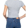thumbnail image 4 of Simply Fashion Women’s Short Sleeve Crew Neck Cotton Spandex Crop Top,LightGrey,Small, 4 of 4