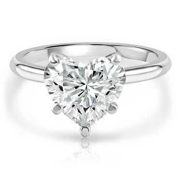 Pompeii 3.05Ct White Gold Certified Lab Grown Heart Cut Diamond Engagement Ring (GH,VS2)