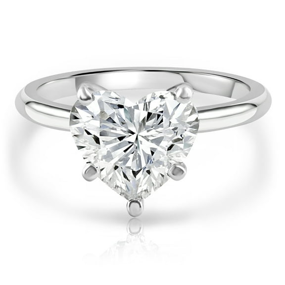 Pompeii 3Ct White Gold Certified Lab Grown Heart Cut Diamond Engagement Ring (G/VS2)