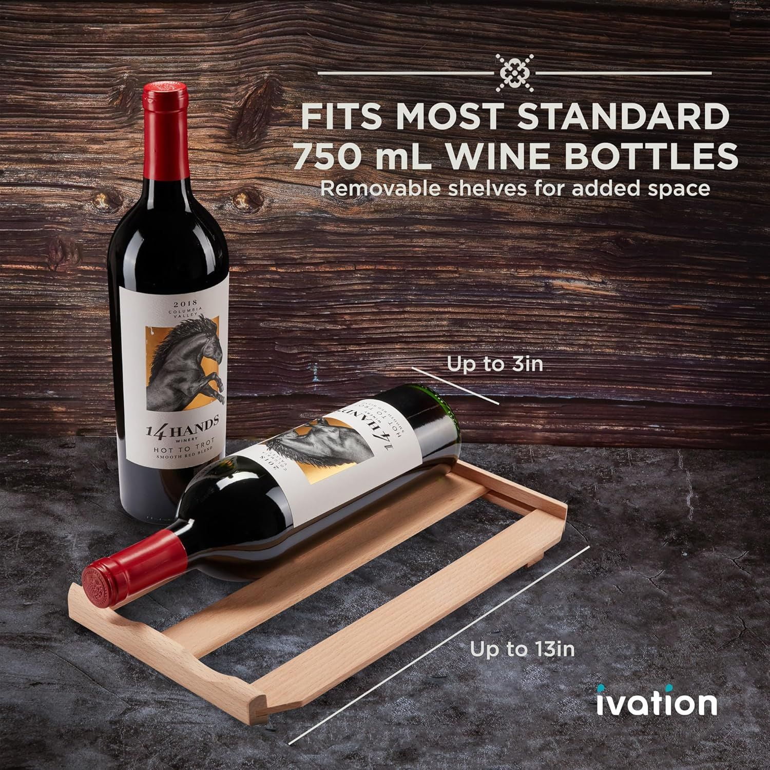 Ivation 6 Bottle Horizontal Thermoelectric Wine Cooler, Super Quiet Freestanding Wine Fridge - Stainless Steel