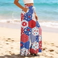 thumbnail image 4 of 250th Anniversary Pants for Women Patriotic American Flag Print Wide Leg Pants Elastic High Waist Slit Baggy Casual Soft Lounge Pants, #01 Multicolor, L, 4 of 5