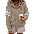 thumbnail image 4 of Kttectoa Jackets for Women Zip up Varsity Striped Hoodies Casual Long Sleeve Coat with Pockets Oversized Fall Winter Outfit, 4 of 5