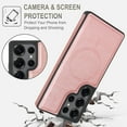 thumbnail image 2 of Magnetic Case for Samsung Galaxy S24 Ultra, Wireless Charging, Magnetic Car Mount Support, PU Leather Slim Flexible Bumper Protective Cover Skin-Feel Microfiber for Samsung Galaxy S24 Ultra, Rosegold, 2 of 6