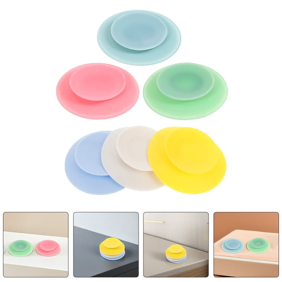 LEORX 6Pcs Double Sided Silicone Tableware Suction Pads Non Slip Bowl Fixing Pads Assorted Color