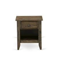 East West Furniture Gallatin 18" Wood Nightstand with 1 Drawer in Jacobean Brown