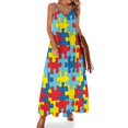 thumbnail image 2 of Autism awareness puzzle pieces Sleeveless Dress summer women's suit women's elegant loose dresses, 2 of 6