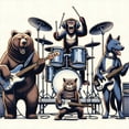 thumbnail image 3 of Ambesonne Musician Animals Duvet Cover Set, Wolf Bear Monkey, Calking, Lavender Blue Brown White, 3 of 6