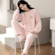 thumbnail image 3 of Conjunto de pijama de franela cálida para mujer, ropa de dormir de manga larga, terciopelo Coral grueso, dibujos animados, otoño e invierno, novedad, 3 of 5