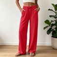 thumbnail image 2 of QGJZVUNL Womens Wide Leg Pants Sweatpants Baggy High-Waisted Drawstring Joggers with Pockets Size 3XL, 2 of 6