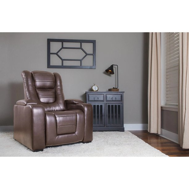 Presto Treasure Llc S Myles Power Theater Recliner With Adjustable Headrest Brown Color Walmart Com Walmart Com