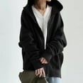 thumbnail image 3 of RQYYD Women Casual Full Zip Up Plus Size Hoodie Comfy Loose Solid Hooded Sweatshirt Loose Long Sleeve Winter Jacket with Pockets (Black,S), 3 of 9