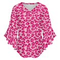 thumbnail image 5 of Rose Leopard Print Women's V-Neck Blouse With 3/4 Ruffled Bell Sleeves Casual Top Ladies Blouses, 5 of 7