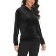 thumbnail image 4 of FUTATA Women's Velour Tracksuit Long Sleeve Pullover Sweatshirt Velour Activewear Tops Quick Dry Jogging Sweatsuit Black S, 4 of 6