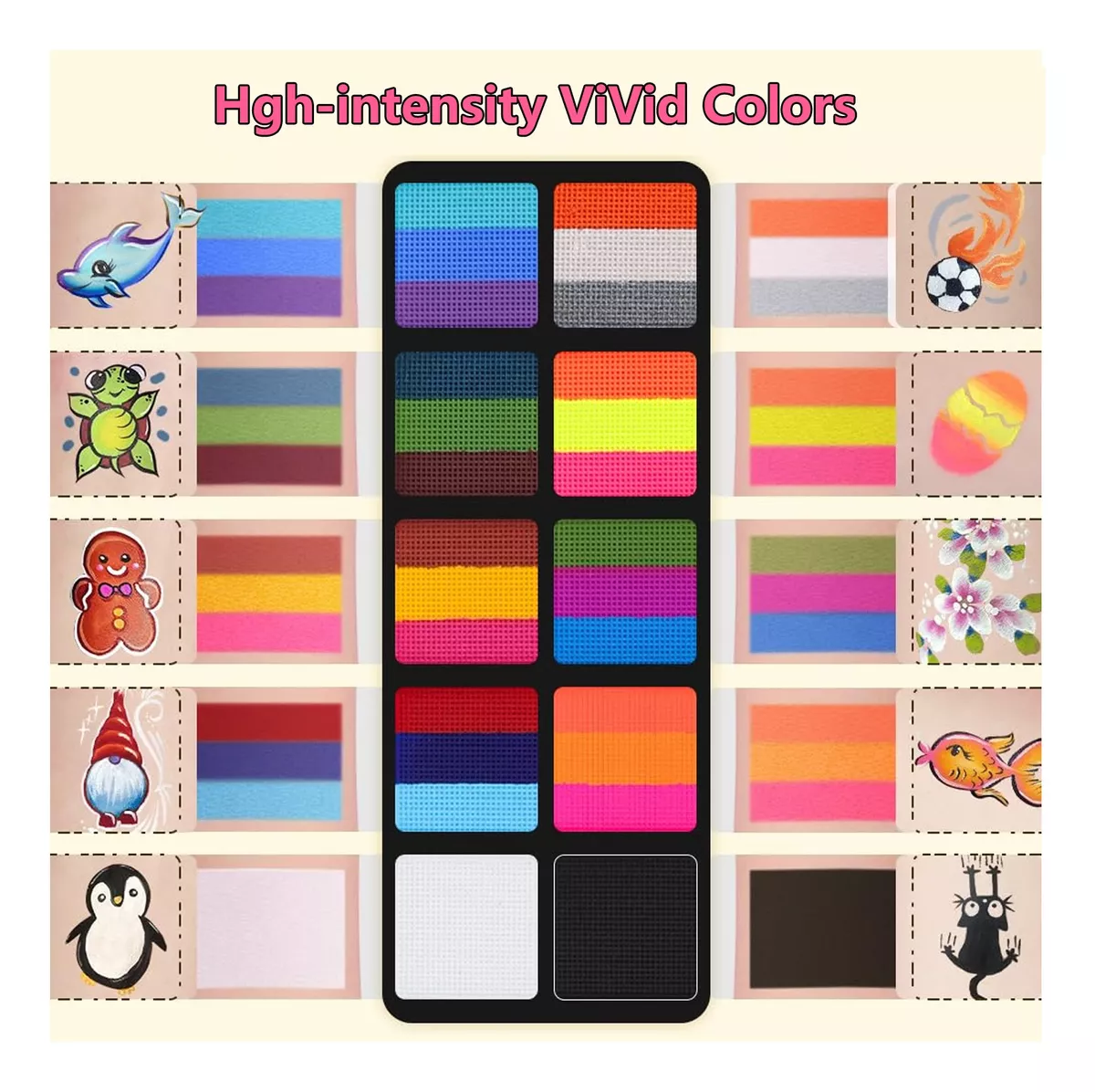 Face Body Paint Kit – 26 Colors Water-Based & Oil-Based Non-Toxic Makeup Palette with Brushes & Stencils,Safe for Kids & Adults,Halloween,Cosplay,SFX,Party & Stage Makeup