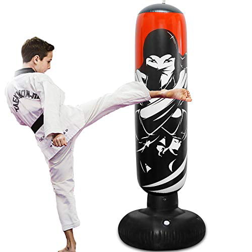 Inflatable Kids Punching Bag–Standing Ninja Boxing Bag Taekwondo Red Karate 