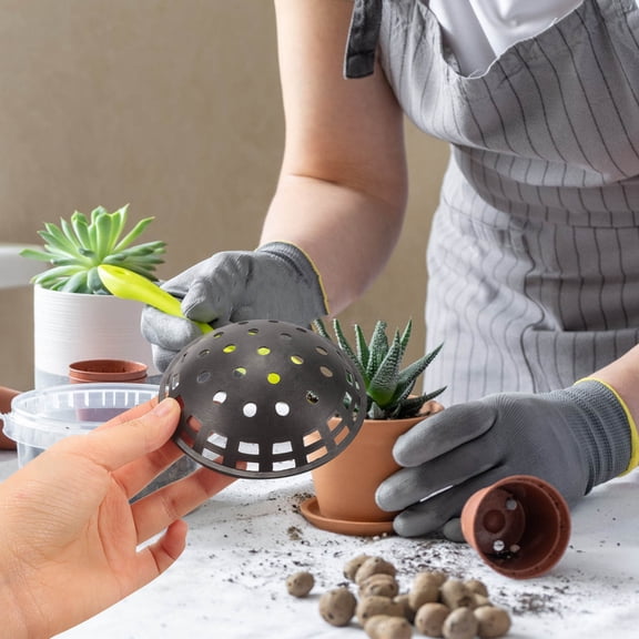 HEALEEP Flower Pot Mesh Screen Prevent Soil Leakage Black Plastic 10pcs