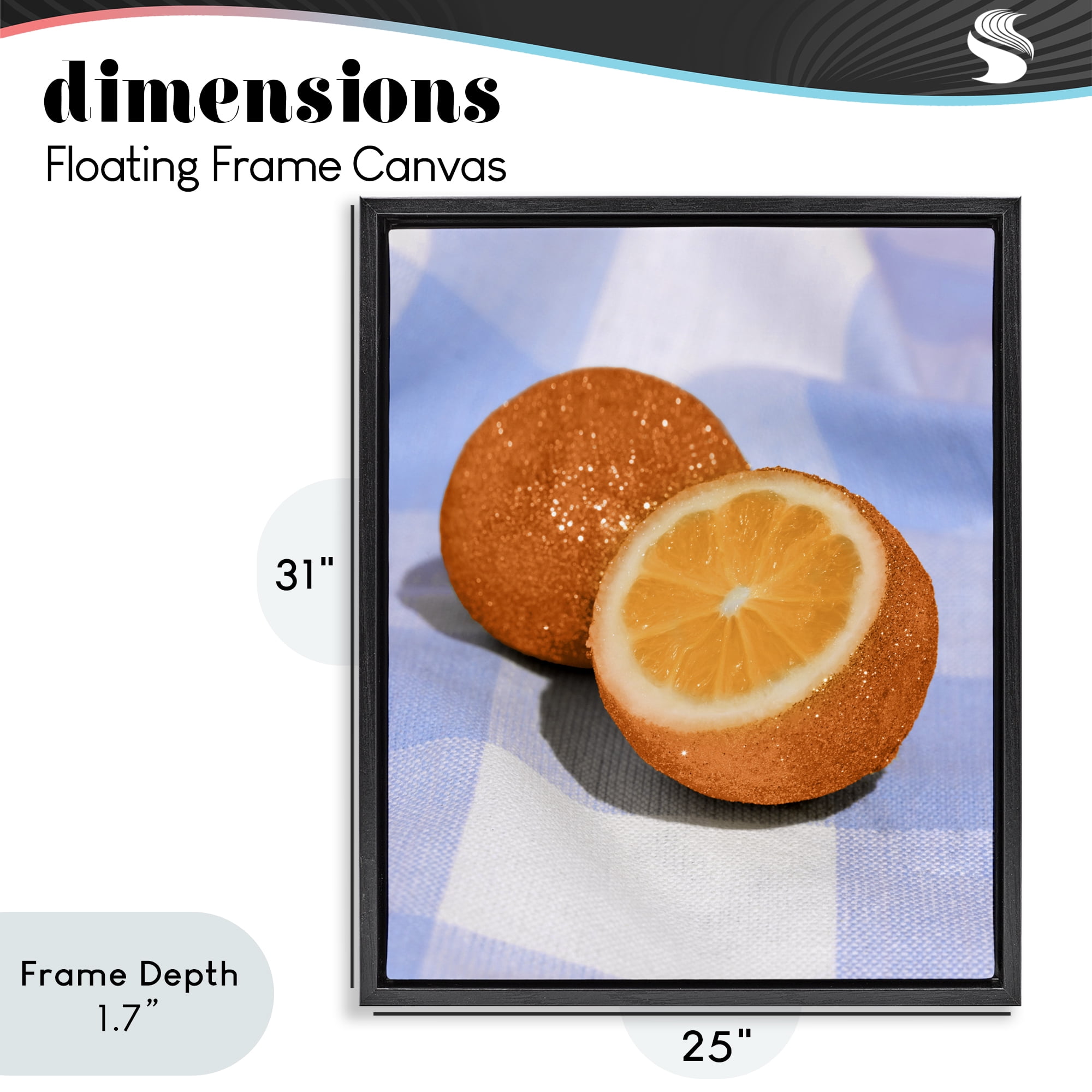 Stupell Industries Glimmer Orange on Blue Black Framed Floater Canvas Wall Art, design by LISH Creative