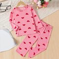 thumbnail image 2 of KPOPLK Little & Big Girls 2-PCS Pajamas Long Sleeve Cotton Pajama Set Fall/Winter Snug Fit Cute Print Jammies(7-8 Years,Pink), 2 of 4