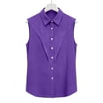 thumbnail image 6 of Ahabrexf 1 Pc Linen Button Down Shirts for Women, Lapel Collar Button Sleeveless Loose Fit Casual Tunic Blouse, 6 of 8
