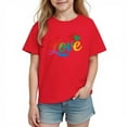 thumbnail image 2 of Girls Valentine's Day T-Shirt Red | Kids Love Heart Rainbow Graphic Tee | Casual Short Sleeve Cotton Top,Size 3 T, 2 of 9