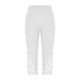 thumbnail image 5 of MLQIDK White Yoga Capri Pants for Women Yoga Leggings Knee Length High Waisted Pedal Pushers Dressy Casual Pedal Pushers with Pockets White L, 5 of 6