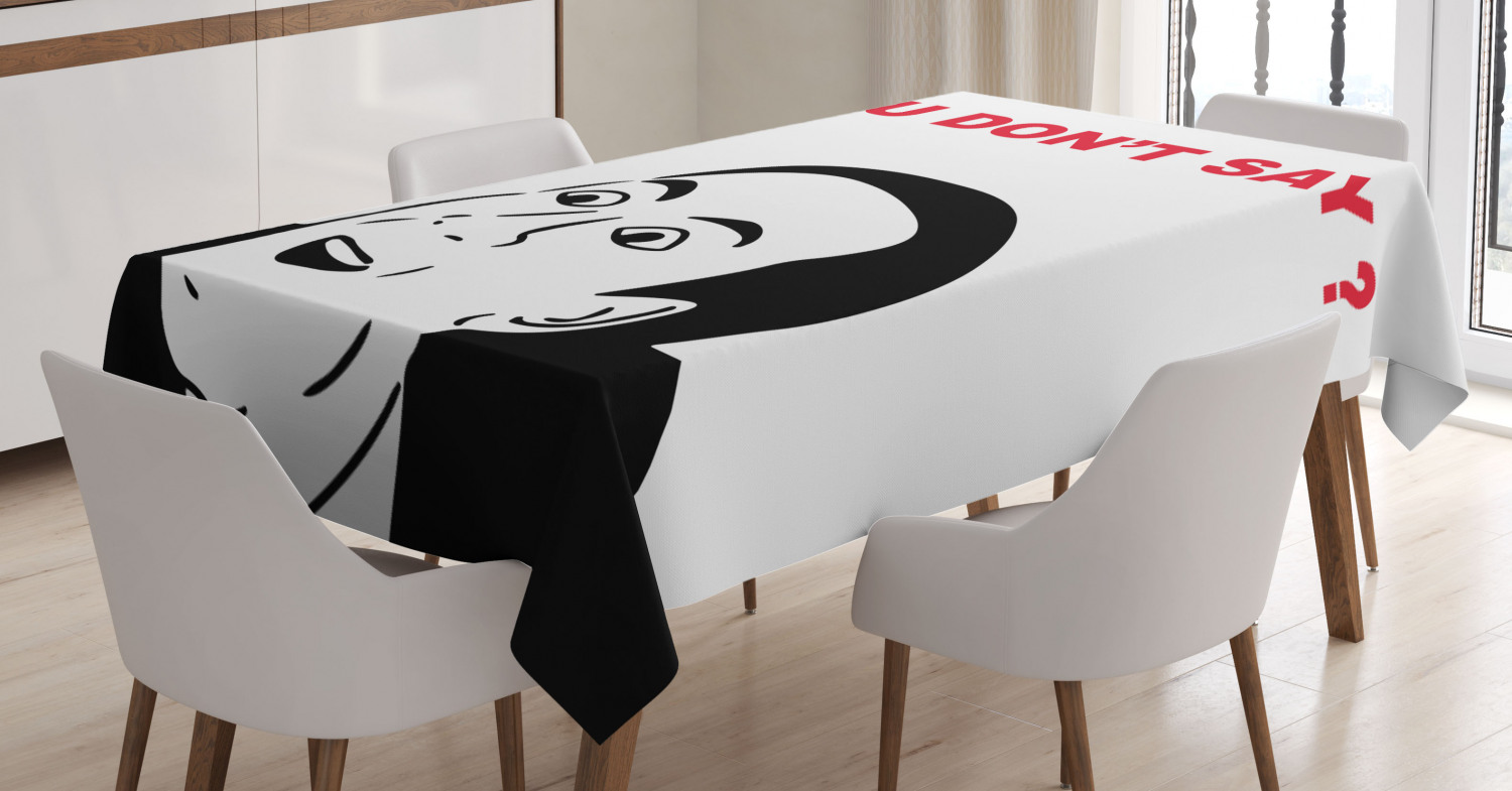 Groovy Decor Tablecloth, Guy Meme Face Laughing Gestures Human