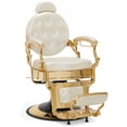 thumbnail image 4 of BarberPub Heavy Duty Barber Chair with Headrest, All Purpose Antique Hydraulic Reclining Salon Chair, White with Gold Frame, 4 of 12