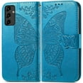 thumbnail image 4 of Designed for Galaxy A14 5G Phone Case Wallet,Women Flip Folio Cover with Credit Card Holders Butterfly Embossed PU Leather Kickstand Wrist Strap Purse Case for Samsung A14 5G 6.6 inch (Blue), 4 of 14