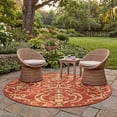 thumbnail image 3 of Safavieh Courtyard Dara Damask Indoor/Outdoor Area Rug, Terracotta/Natural, 7'10" x 7'10" Round, 3 of 10