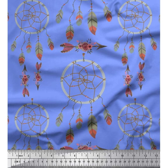 Soimoi polyester Crepe Fabric Arrow & Dream Catcher Home Decor Print Fabric by the Yard 42 Inch Wide