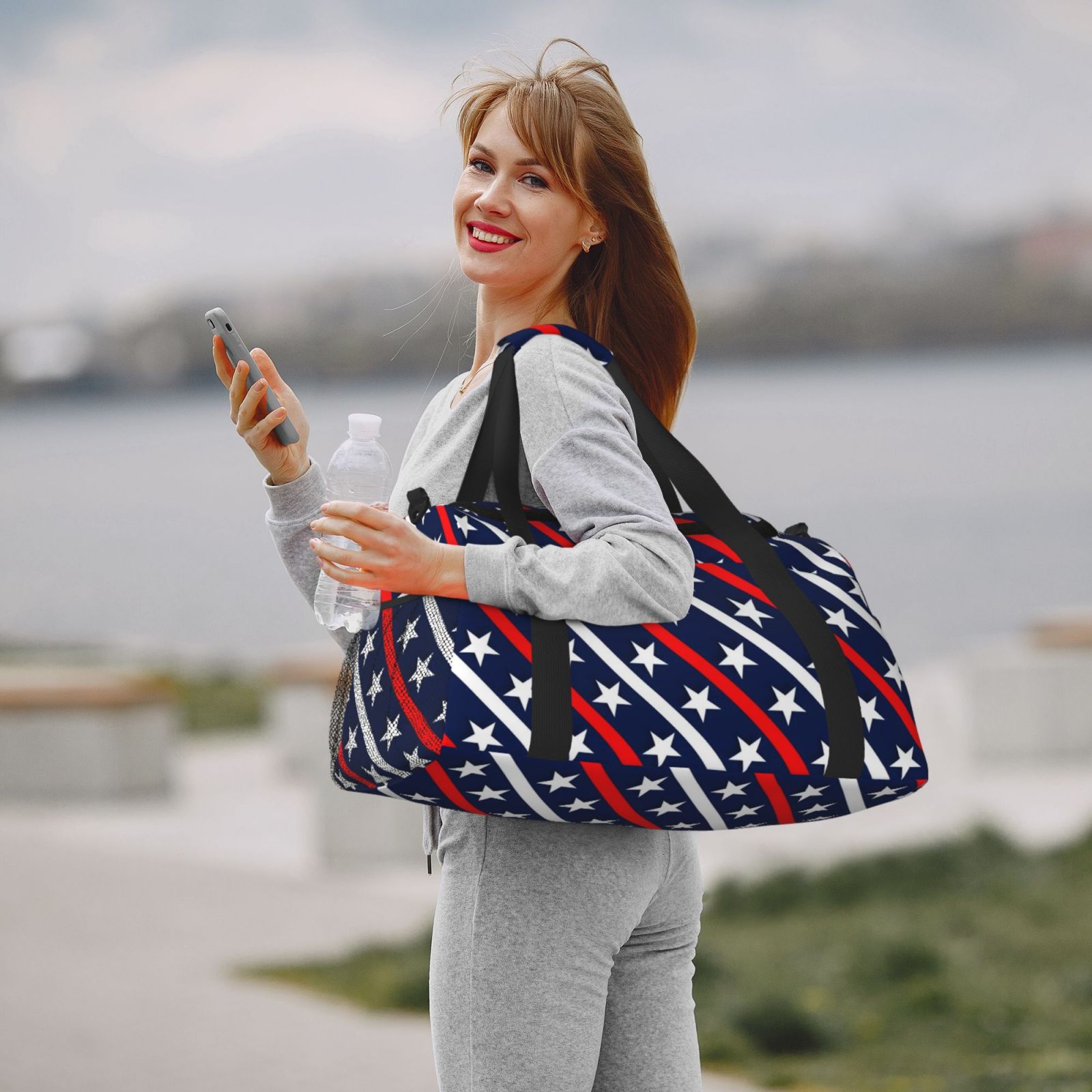 Fuzoiu Patriotic Star Print Travel Duffle Bag,Carry On Tote Bags,Duffel Bag,Sport Gym Bag, Hospital Bag for Labor and Delivery, Overnight Bag,Luggage Bag