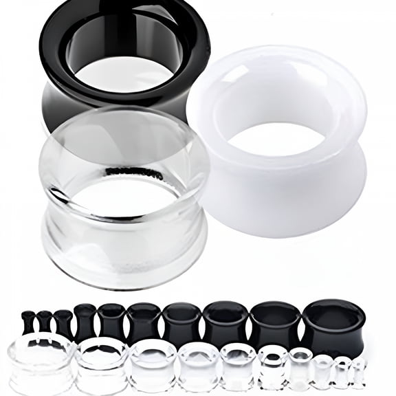 DESIGNICE 1Pair Silicone Flesh Tunnel Double Flared Saddle Ear Plug Gauge Unisex Piercing Black 14 mm