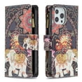 thumbnail image 2 of Wallet Case for iPhone 13 Pro Max, PU Leather Flip Folio Magnetic Closure Slim Shell Dual Layer Heavy Duty Protective Bumper Card Holder Wrist Strap for Apple iPhone 13 Pro Max,Ethnic Elephant, 2 of 7