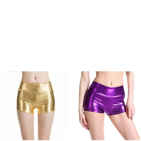 Wijhcboe 2 Pack Women Womens plus Size Shorts Solid Bare Imitation Leather Women Shorts Lingerie Pants Sexy Slim Women Shorts for Summer Knee Length Short Women Biker Shorts Pajama Shorts for Women