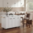 thumbnail image 3 of Kitchen Island on Wheels&nbsp;with Extendable Dining Table, Trash Storage Cabinet, 3-Tier Pull-Out Spice Rack, Mobile Rolling Cart for Kitchen and Dining Room, White, 3 of 7
