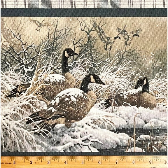 1 Yard - Geese Green & Brown Plaid Double Border Broadcloth Cotton Duck Upholstery Fabric (Great for Quilting, Sewing, Craft Projects, Throw Pillows & More) 1 Yard X 60" Wide