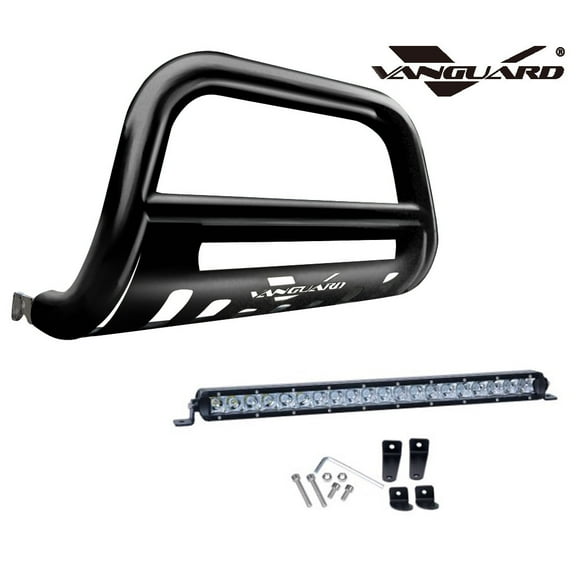 VGUBG-1935-1197SS 3 inch Black Bull Bar with Skid Plate and Built-In LED