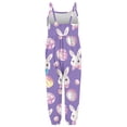 thumbnail image 6 of ITSAME Toddler Girls Jumpsuit, Loose Fit Spaghetti Strap Easter Print Festival Fashion Casual Romper Purple 5T, 6 of 7