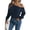 Navy #001, variant on Women's Off The Shoulder Sweater 2026 Fall Ribbed Knit Pullover, M