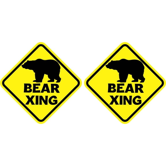 StickerTalk Bear Crossing Vinyl Stickers, 1 sheet of 2 stickers, 3 inches x 3 inches each