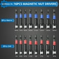 thumbnail image 4 of Magnetic Nut Driver Set Metric and SAE Length 65 mm, 23 PCS Impact Drill Driver Bit Set With Socket And Wrenche Adapters, Quick Release Extention, 6 mm to 14 mm And 1/4" to 9/16 ", 4 of 9