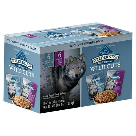 UPC: 0840243133345 | Blue Buffalo Wilderness Trail Toppers Wild Cuts High Protein Chunky Bites Beef & Chicken Wet Dog Food Variety Pack Grain-Free 3 oz. Pouches (12 Pack)