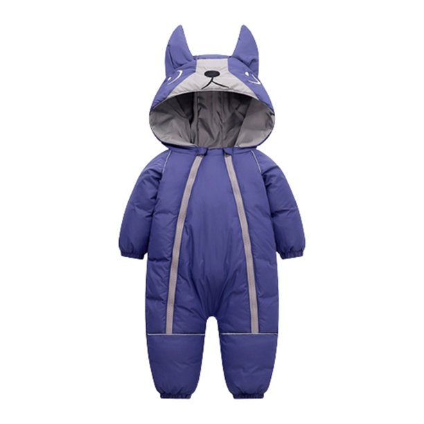Body De Bebé Canastilla Onesies Para Niño Pequeño Invierno Casual Bordado De Dibujos Animados Con Capucha Cálido Doble Cremallera Infantil Azul Marino Odeerbi LM103-3185