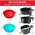 thumbnail image 2 of Fusion 2 Pack Air Fryer Silicone Liners Pot for 3 to 5 QT, Basket Bowl, Replacement of Flammable Parchment Paper, Reusable Baking Tray Oven Accessories, Red+Blue, (Top 8in, Bottom 6.75in), 2 of 7