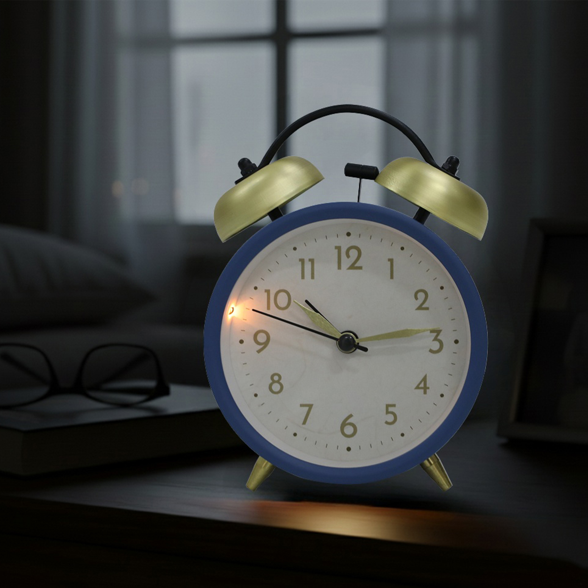Unique Bargains Metal Minimalist Style Alarm Clock Light Brown 3.8"L x 2.2"W x 5.3"H
