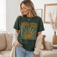 thumbnail image 2 of Here Comes The Sun Retro 70s Graphic Tee, Vintage Boho Floral Sunshine T-Shirt for Women, Unisex Cotton Tee, 2 of 9