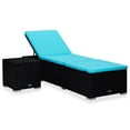 thumbnail image 1 of vidaXL Chaise Longue avec Coussin et Table à Thé en Rotin Synthétique Bleu, 1 of 5