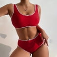 thumbnail image 2 of Women Soild Print Bikinis Swimsuit High Waist Bikini Set Two Pieces Beach Bathing Boys Swim Shorts 16-18 Swimsuit Tops for Women Large Bust Teen Swimsuit Girls Ladies Swimsuit plus Bathing Suit, 2 of 5